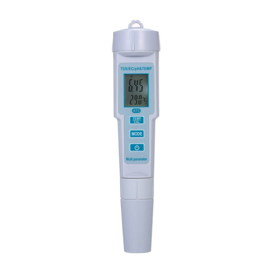4-in-1 Water Quality Tester: pH, EC, TDS & Temperature Meter, IP55 Waterproof, Auto Shutdown, Backlit Display - White PH-686