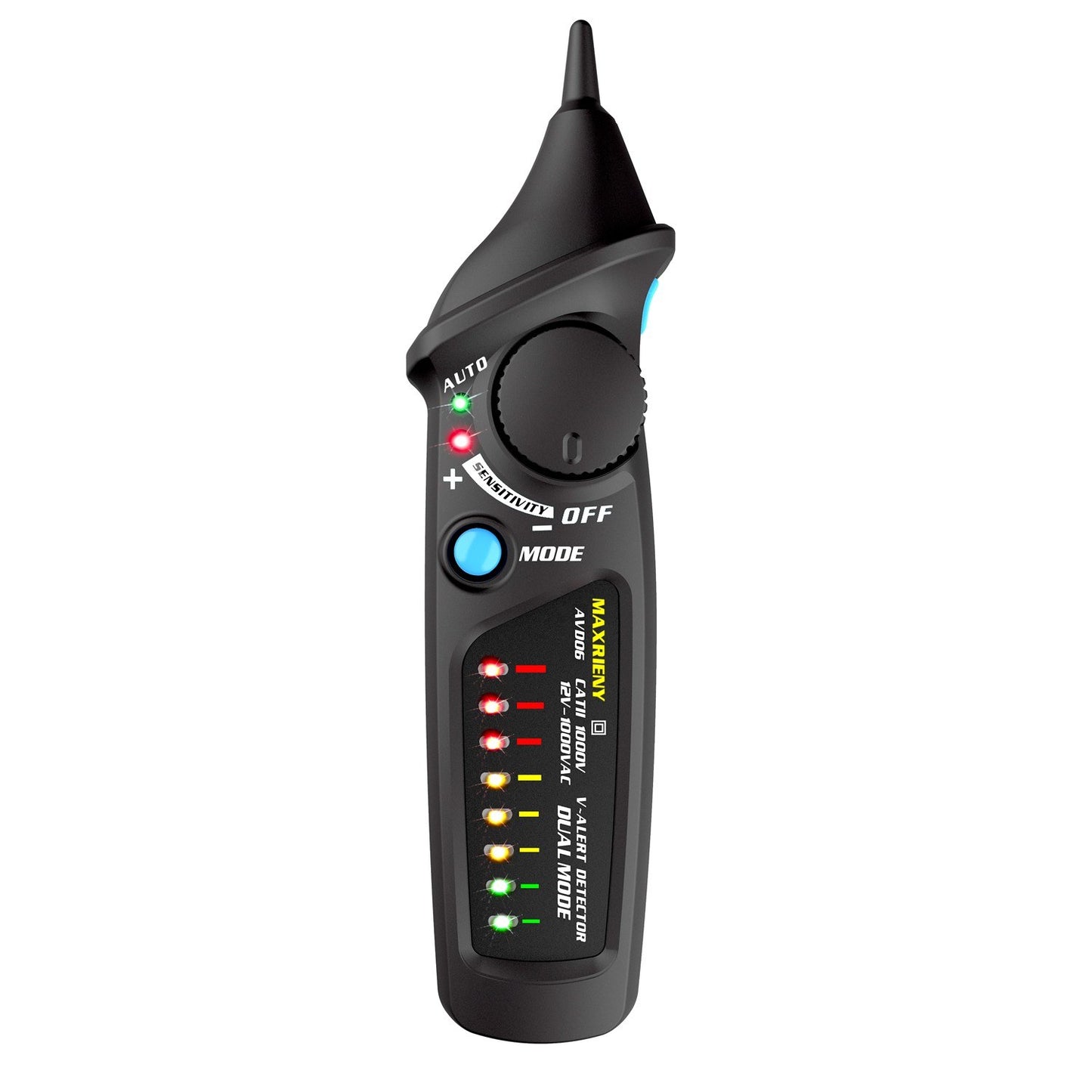 MAXRIENY AVD06 Dual Mode Non-Contact AC Voltage Detector 12V-1000V Tester with Flashlight