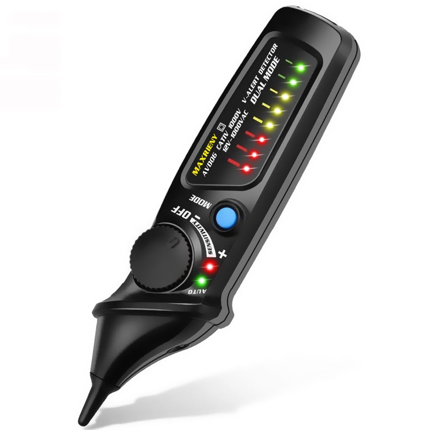 MAXRIENY AVD06 Dual Mode Non-Contact AC Voltage Detector 12V-1000V Tester with Flashlight