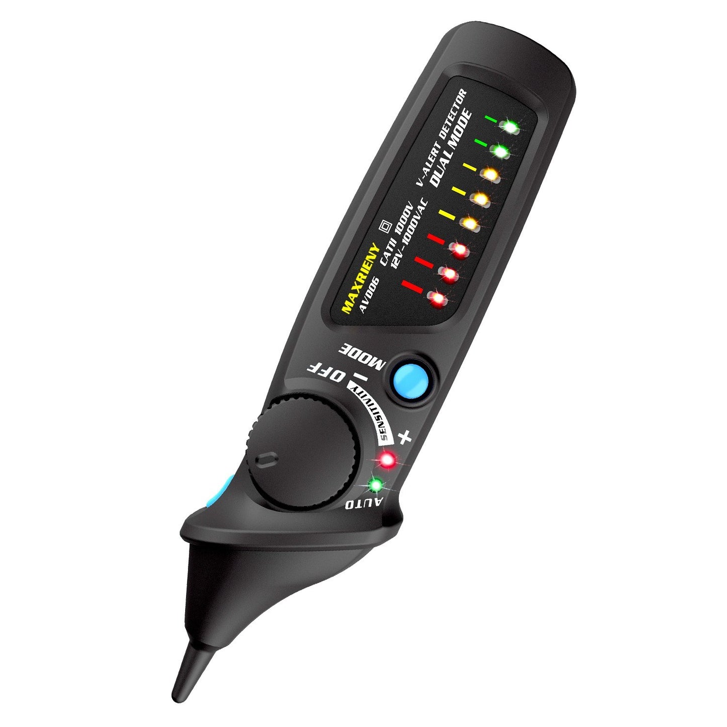 MAXRIENY AVD06 Dual Mode Non-Contact AC Voltage Detector 12V-1000V Tester with Flashlight