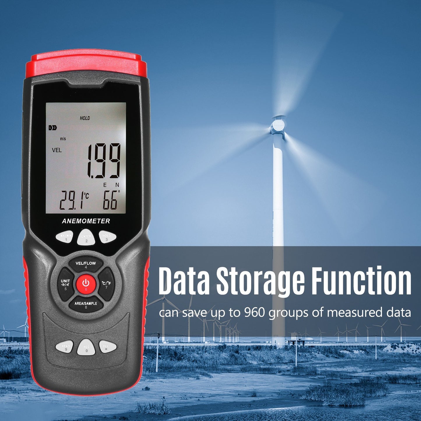 Professional Handheld Digital Anemometer with Detachable Fan & Storage Case