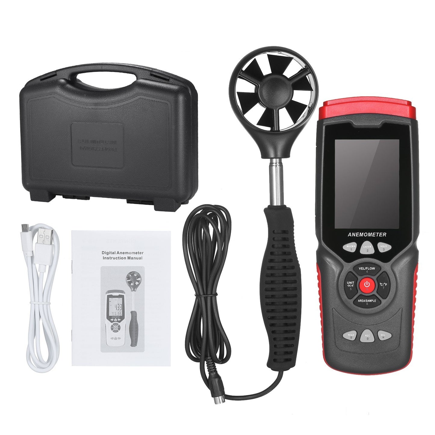 Professional Handheld Digital Anemometer with Detachable Fan & Storage Case