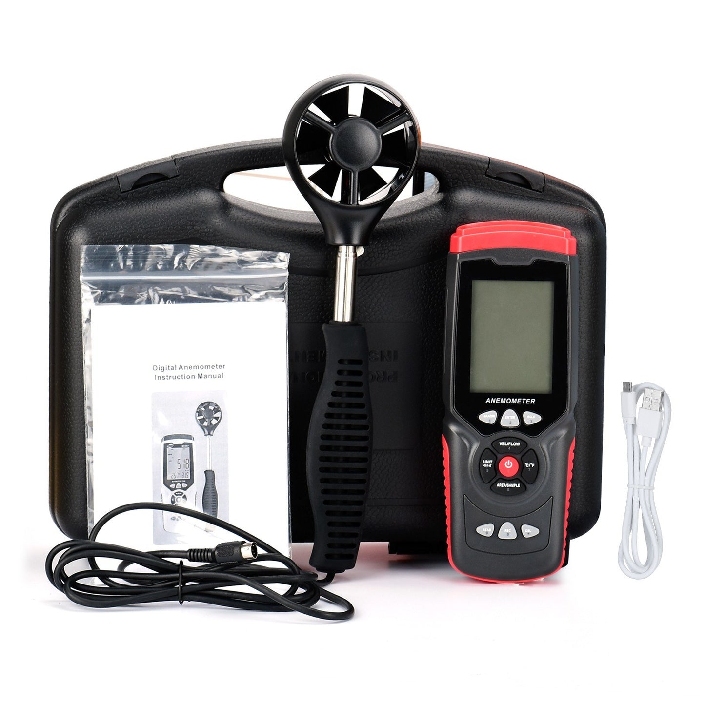 Professional Handheld Digital Anemometer with Detachable Fan & Storage Case