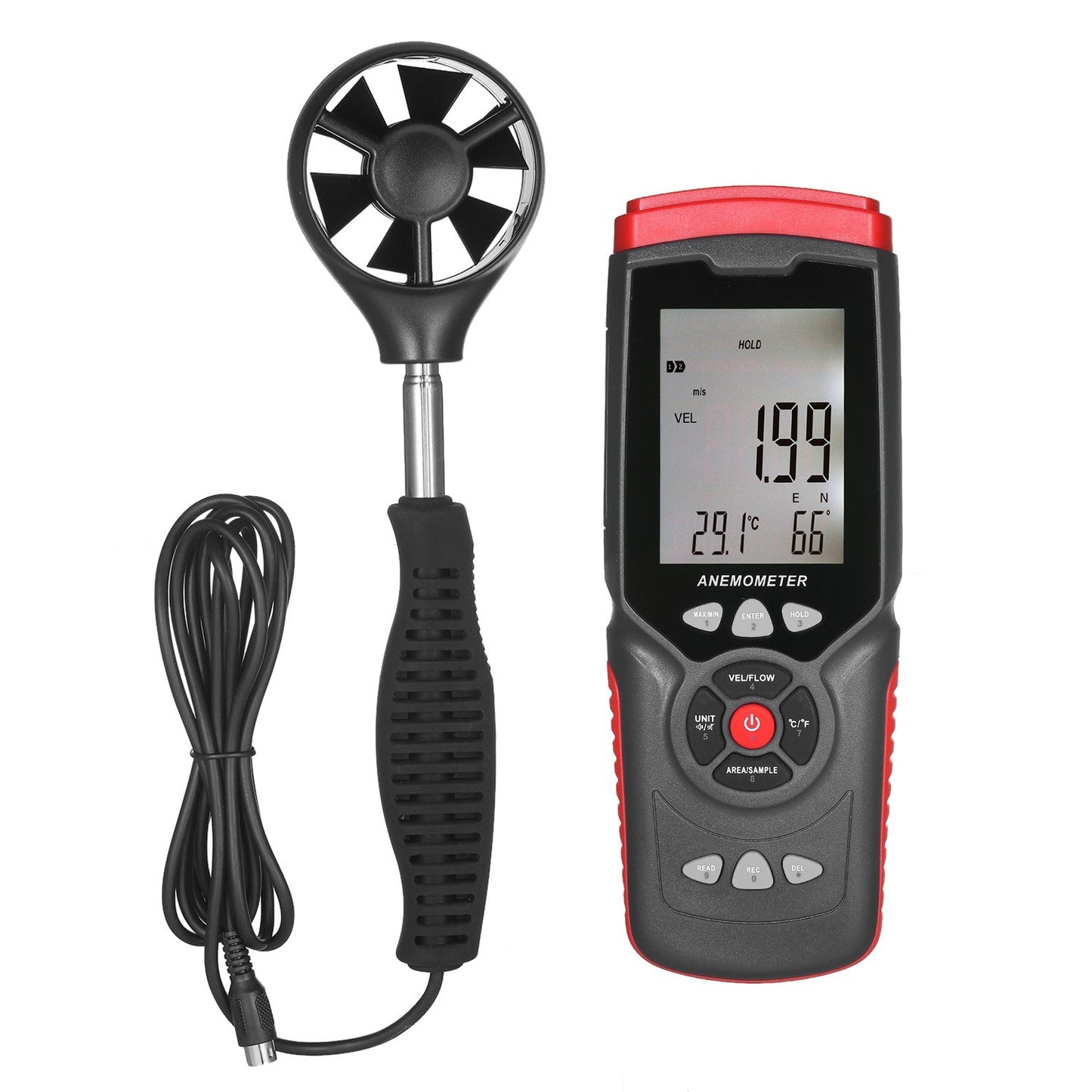 Professional Handheld Digital Anemometer with Detachable Fan & Storage Case