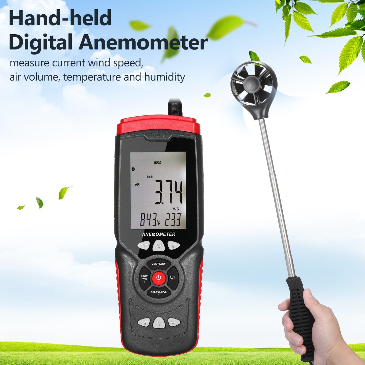 Professional Handheld Digital Anemometer with Detachable Fan & Storage Case