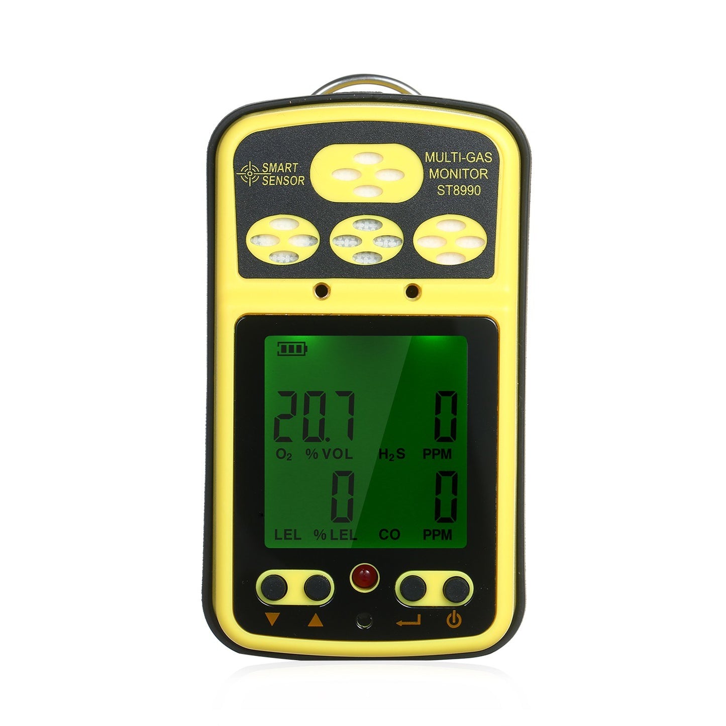 Rechargeable SMART SENSOR ST8990 4-in-1 Gas Detector: O₂, LEL, CO, H₂S with LCD Backlight Alarm
