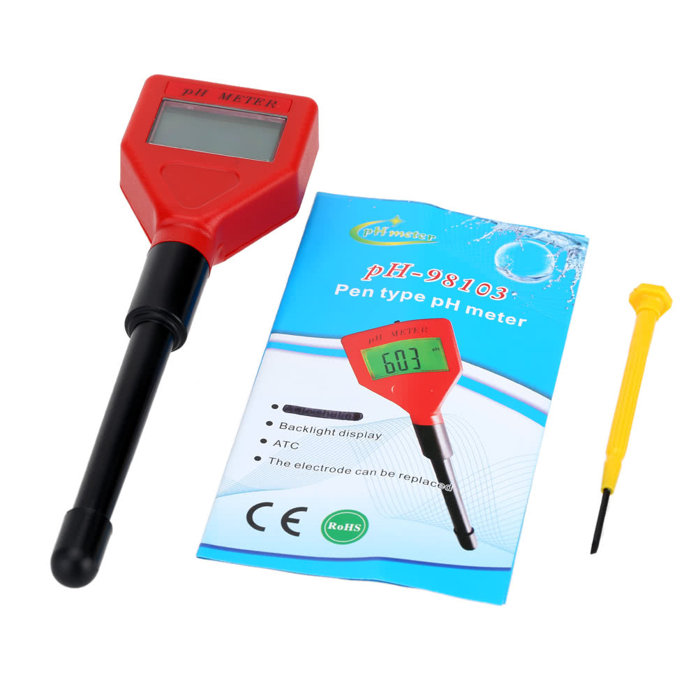 Rechargeable pH Meter with Electrode & Backlit LCD for Industry & Household Water Testing