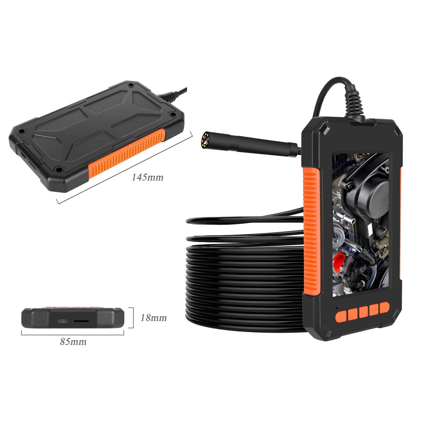 1080P HD 4.3 Inch LCD Handheld Endoscope, IP67 Waterproof, 8mm Camera with 8 LEDs