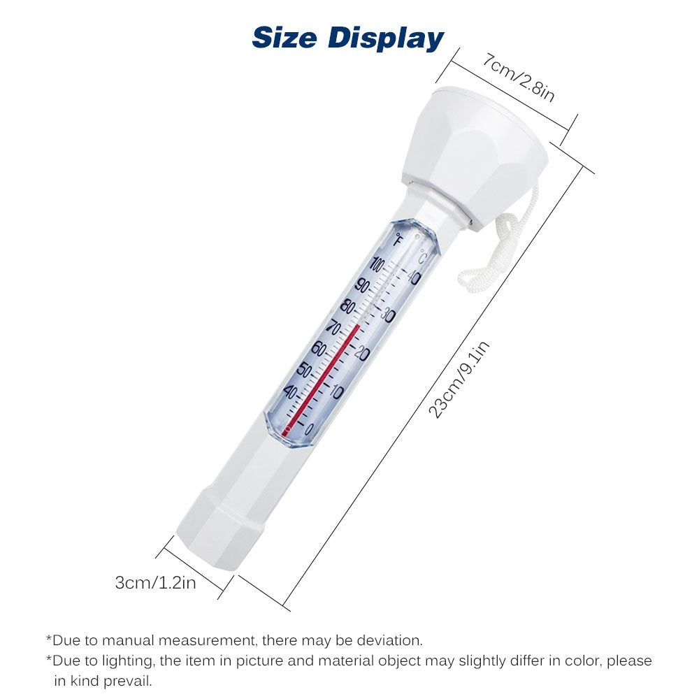 Floating Pool Thermometer with Easy-Read Display and String