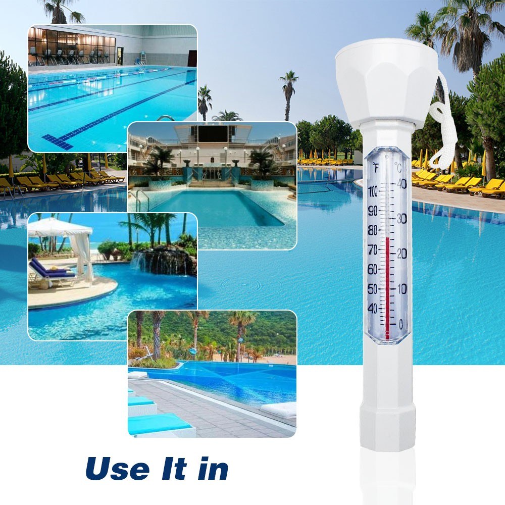Floating Pool Thermometer with Easy-Read Display and String