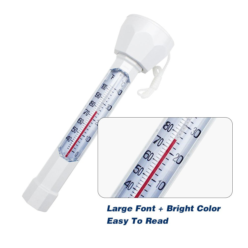 Floating Pool Thermometer with Easy-Read Display and String