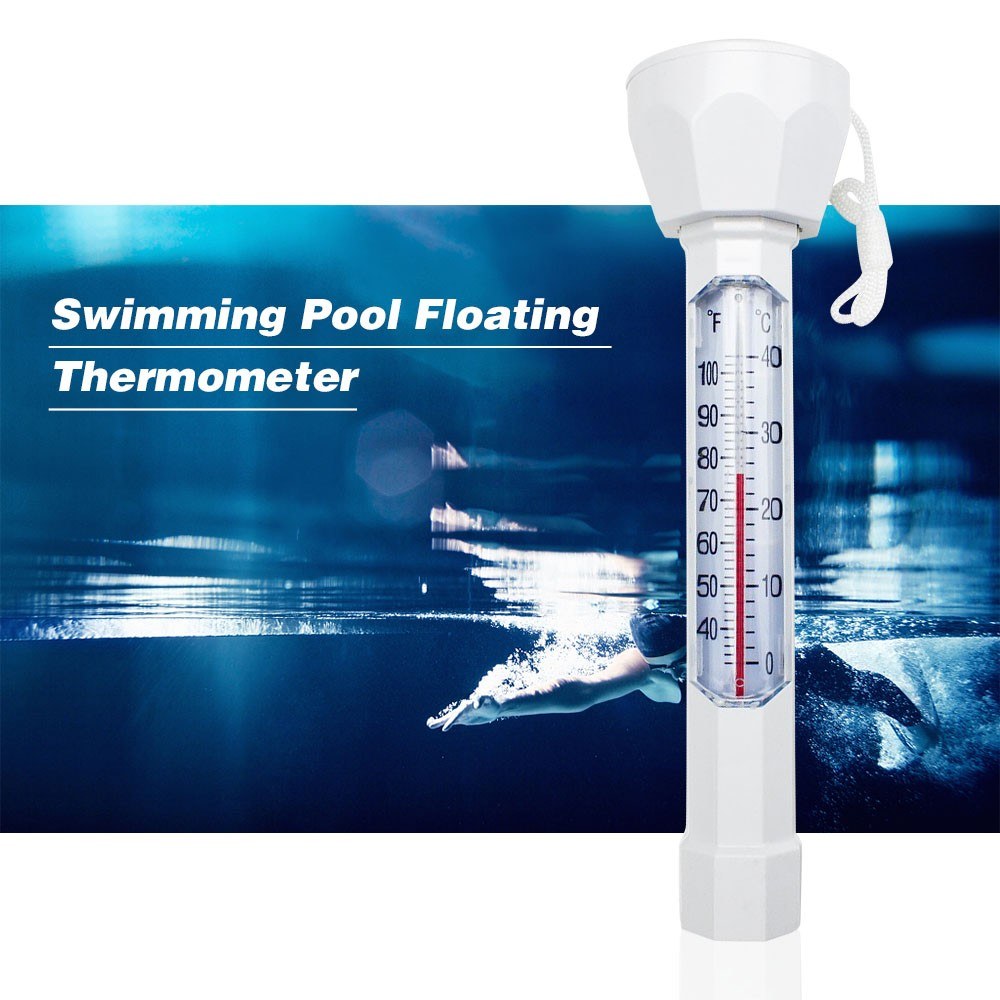 Floating Pool Thermometer with Easy-Read Display and String