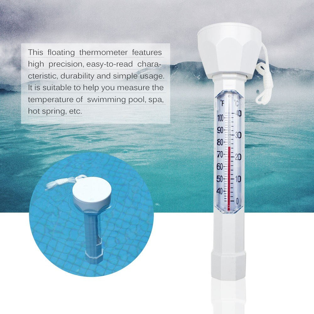 Floating Pool Thermometer with Easy-Read Display and String