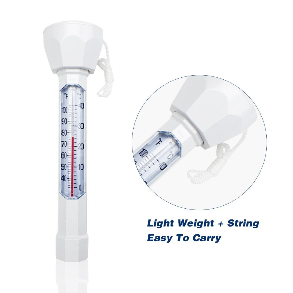Floating Pool Thermometer with Easy-Read Display and String