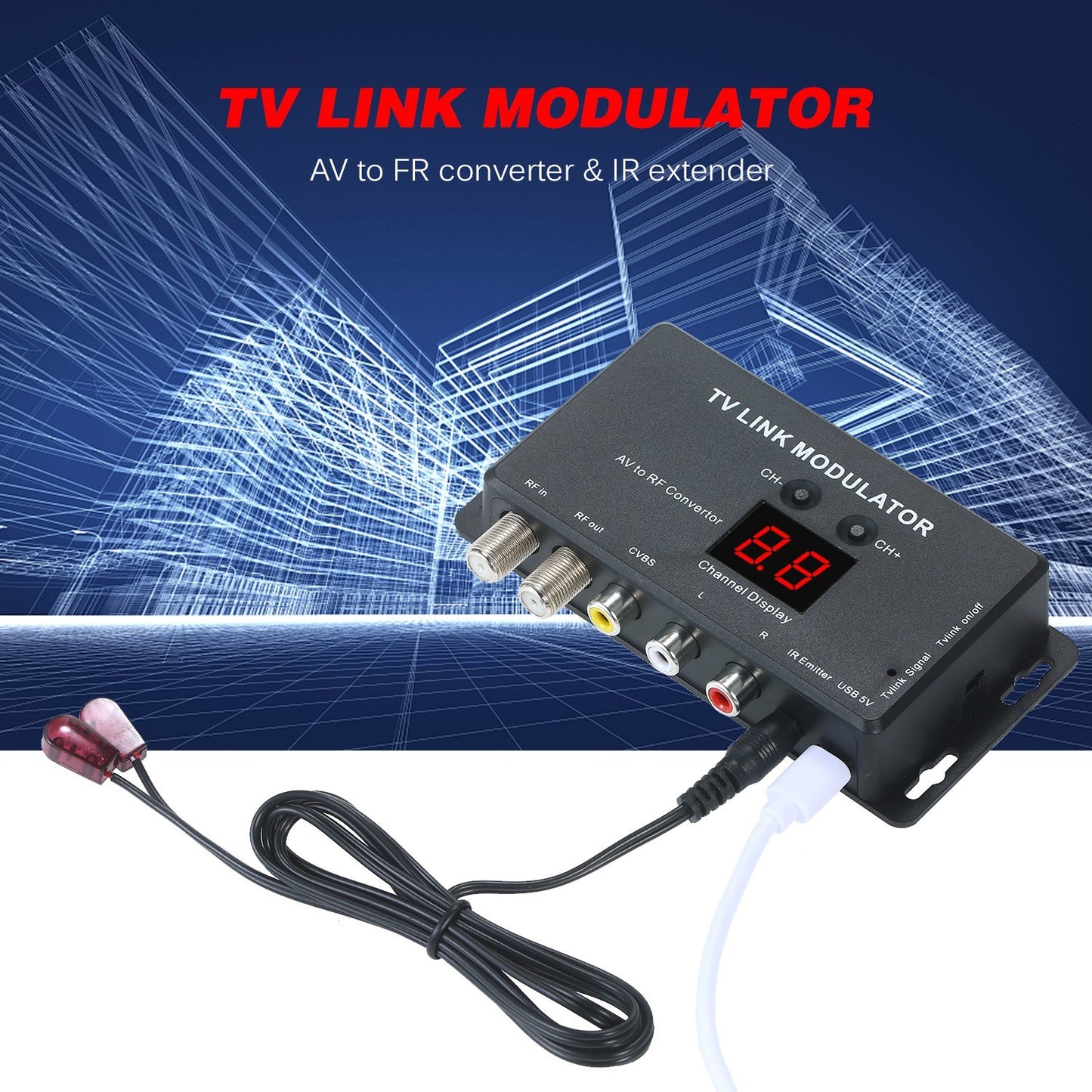 TVLINK AV to RF Modulator & IR Extender Converter