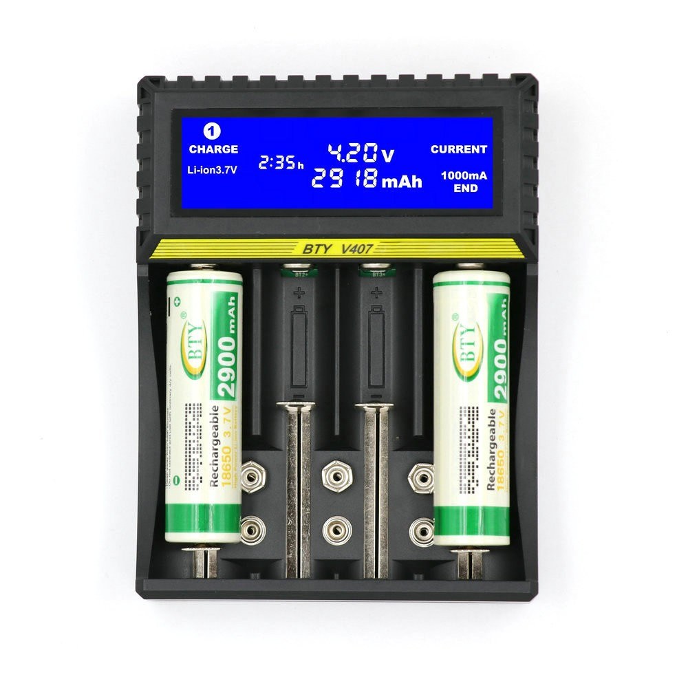 Smart LCD Display Multifunctional Battery Charger for 18650, AA, AAA, 9V Li-ion, NiMH, NiCd Batteries