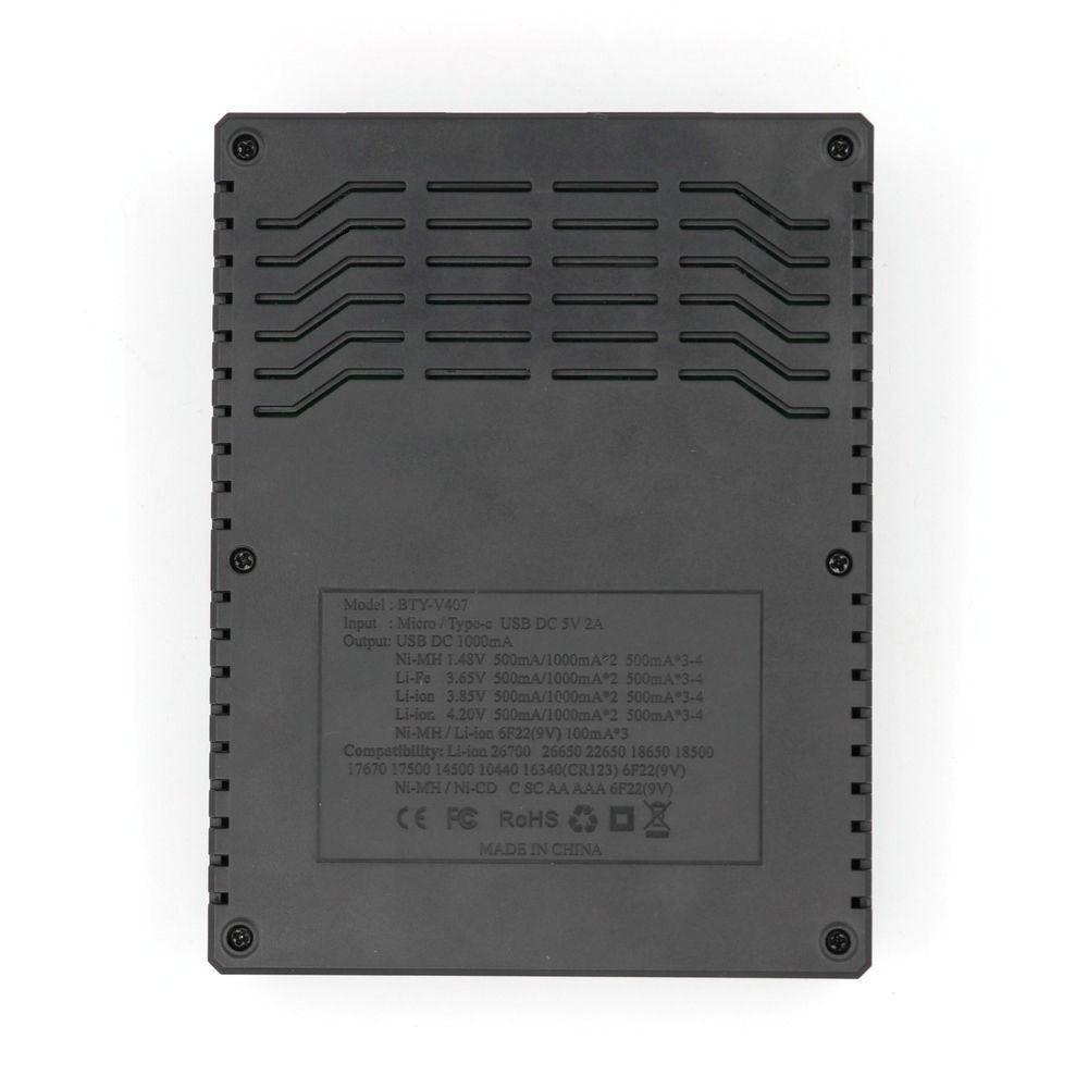 Smart LCD Display Multifunctional Battery Charger for 18650, AA, AAA, 9V Li-ion, NiMH, NiCd Batteries