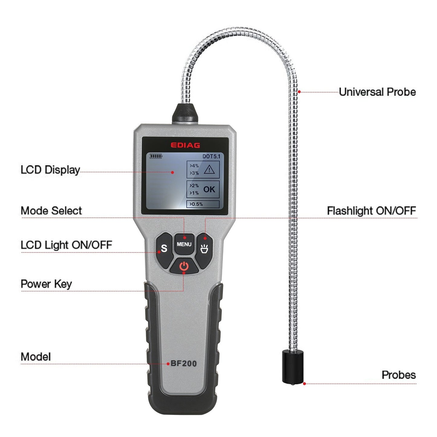 Intelligent Automotive Brake Fluid Tester with LCD Screen for DOT3 DOT4 DOT5.1