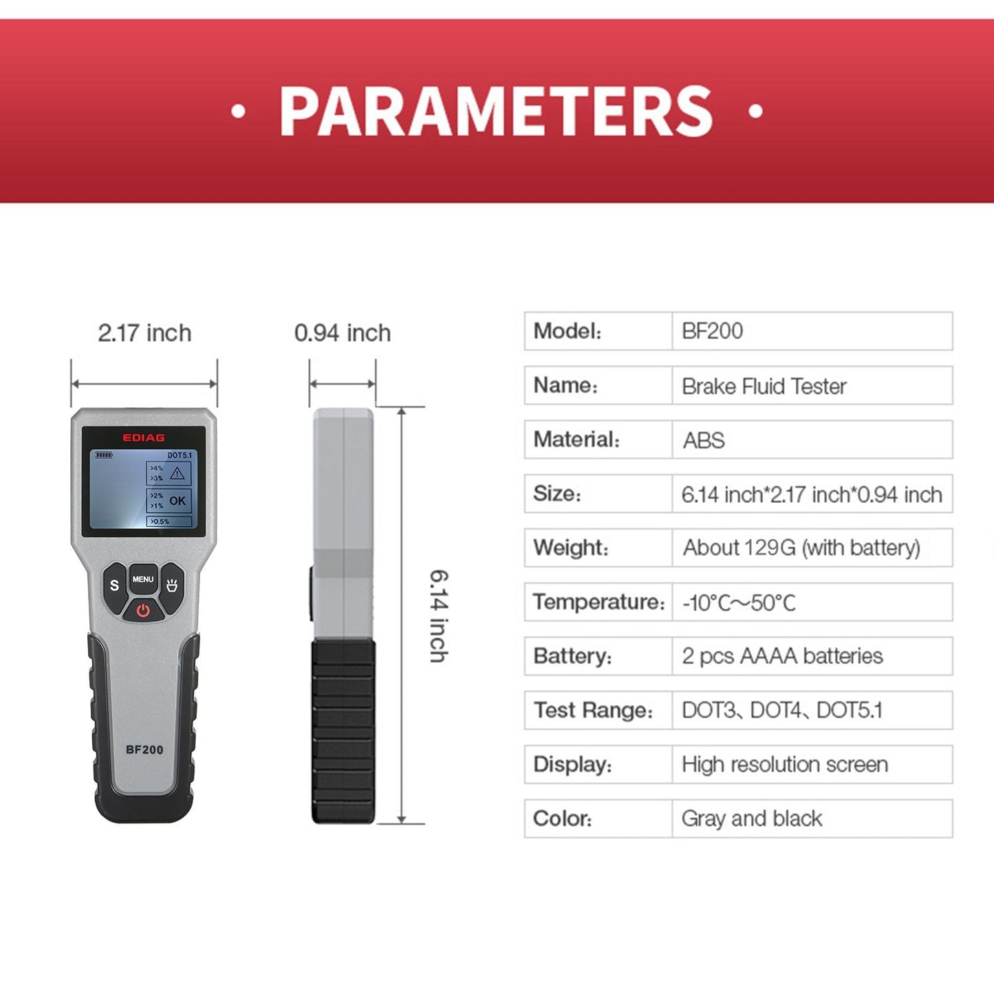 Intelligent Automotive Brake Fluid Tester with LCD Screen for DOT3 DOT4 DOT5.1