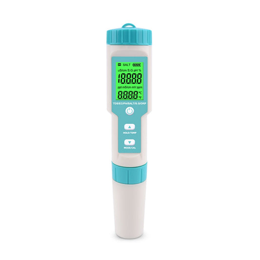 7-in-1 Water Quality Tester: PH/TDS/EC/ORP/Salinity/Temperature with Replaceable Electrode C-600, for Pools, Drinking Water, Aquariums - Backlit Display
