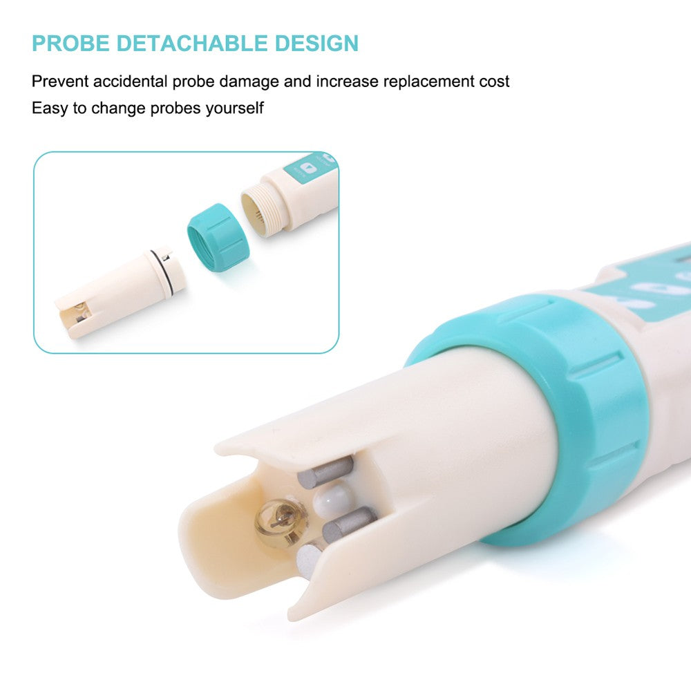 7-in-1 Water Quality Tester: PH/TDS/EC/ORP/Salinity/Temperature with Replaceable Electrode C-600, for Pools, Drinking Water, Aquariums - Backlit Display