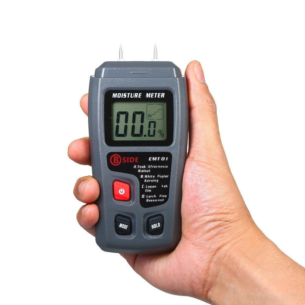 Portable Wood Moisture Meter Hygrometer - 4 Modes, Pin Type, LCD Display, Handheld Timber Humidity & Water Leak Detector