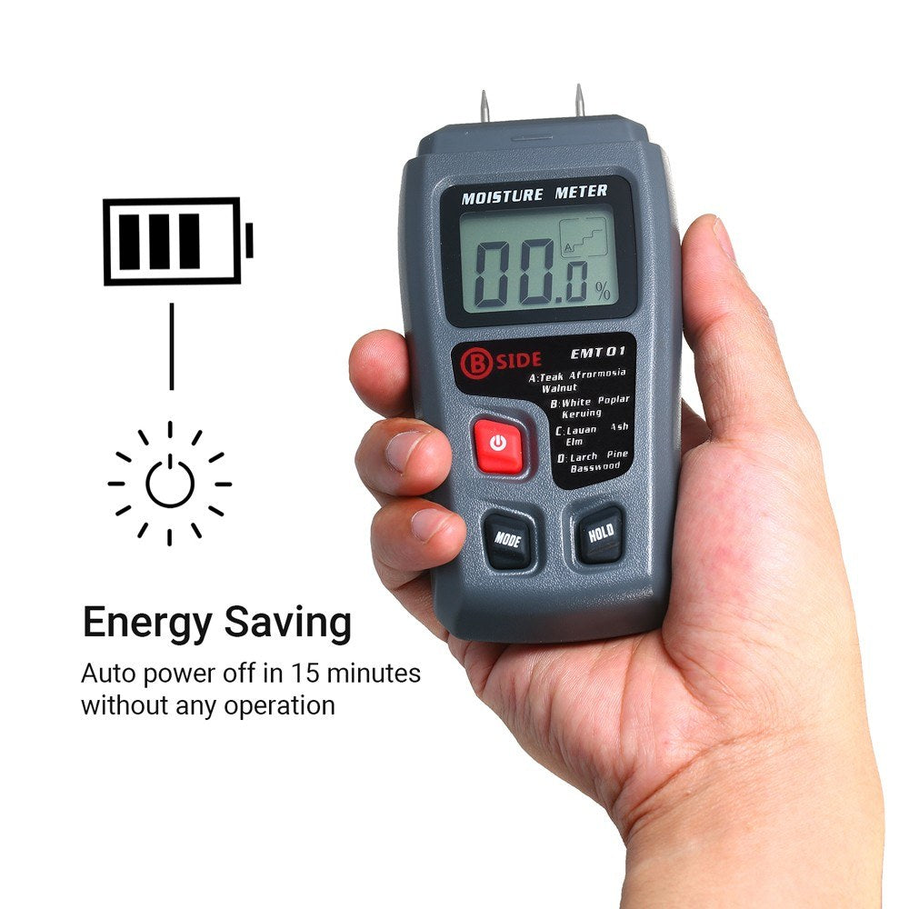 Portable Wood Moisture Meter Hygrometer - 4 Modes, Pin Type, LCD Display, Handheld Timber Humidity & Water Leak Detector