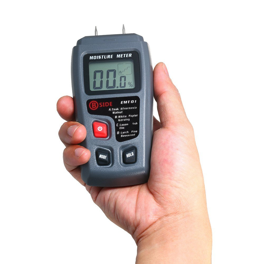 Portable Wood Moisture Meter Hygrometer - 4 Modes, Pin Type, LCD Display, Handheld Timber Humidity & Water Leak Detector