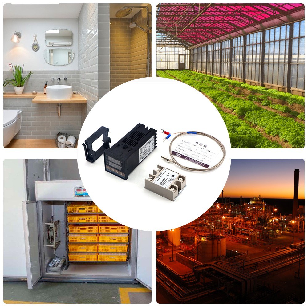 REX-C100 Intelligent Temperature Controller Set: SSR Output, SSR-25 DA, M6 1M Cable, 3Pcs