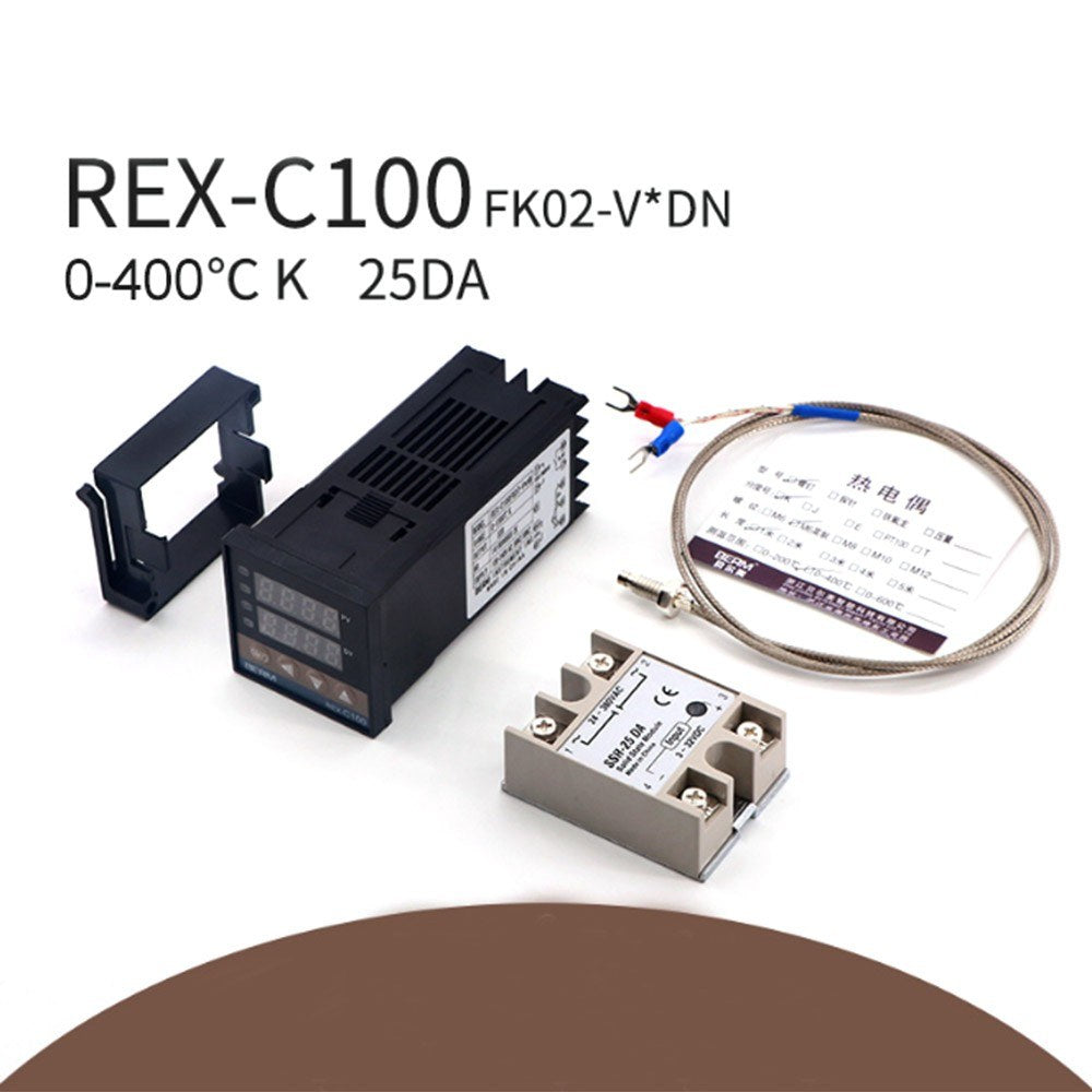 REX-C100 Intelligent Temperature Controller Set: SSR Output, SSR-25 DA, M6 1M Cable, 3Pcs