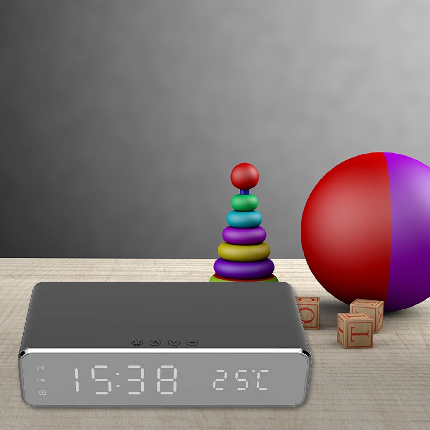 Multifunctional LED Alarm Clock: Wireless Charger, Temperature Display, Calendar for Home/Office/Dorm
