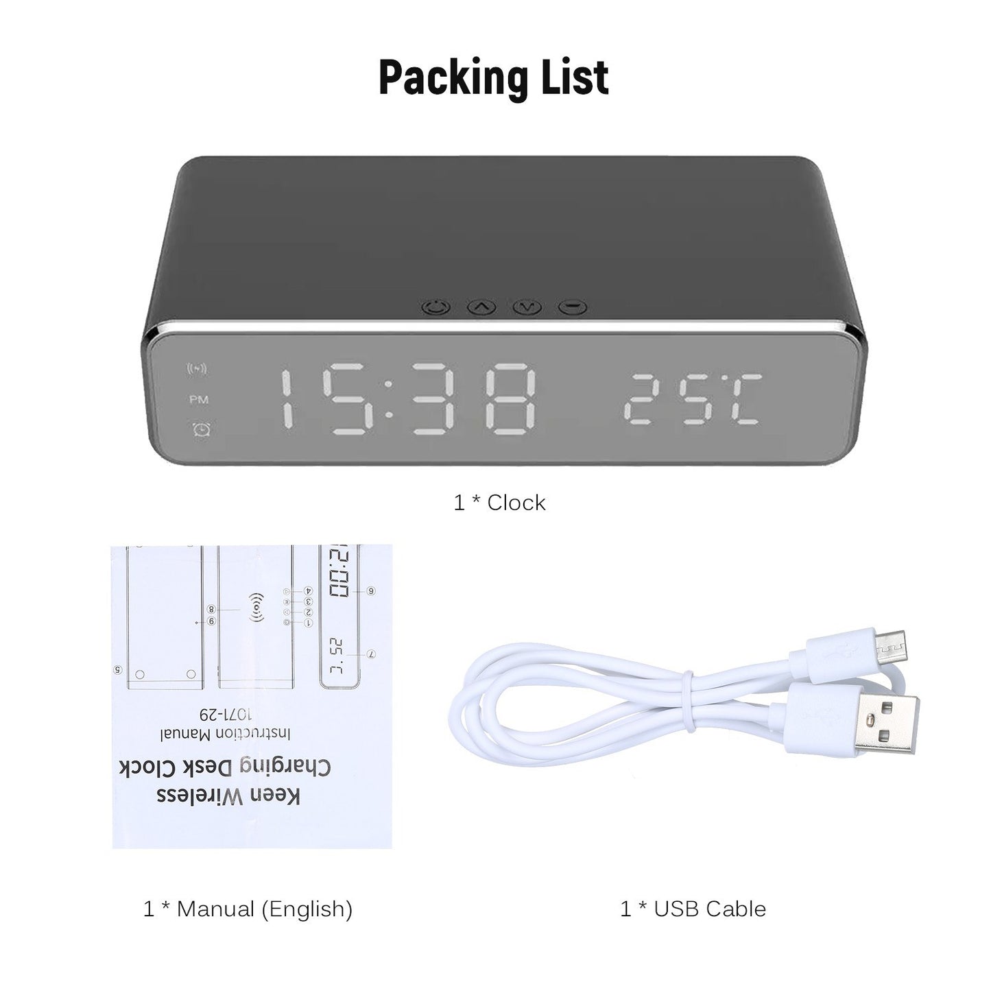 Multifunctional LED Alarm Clock: Wireless Charger, Temperature Display, Calendar for Home/Office/Dorm