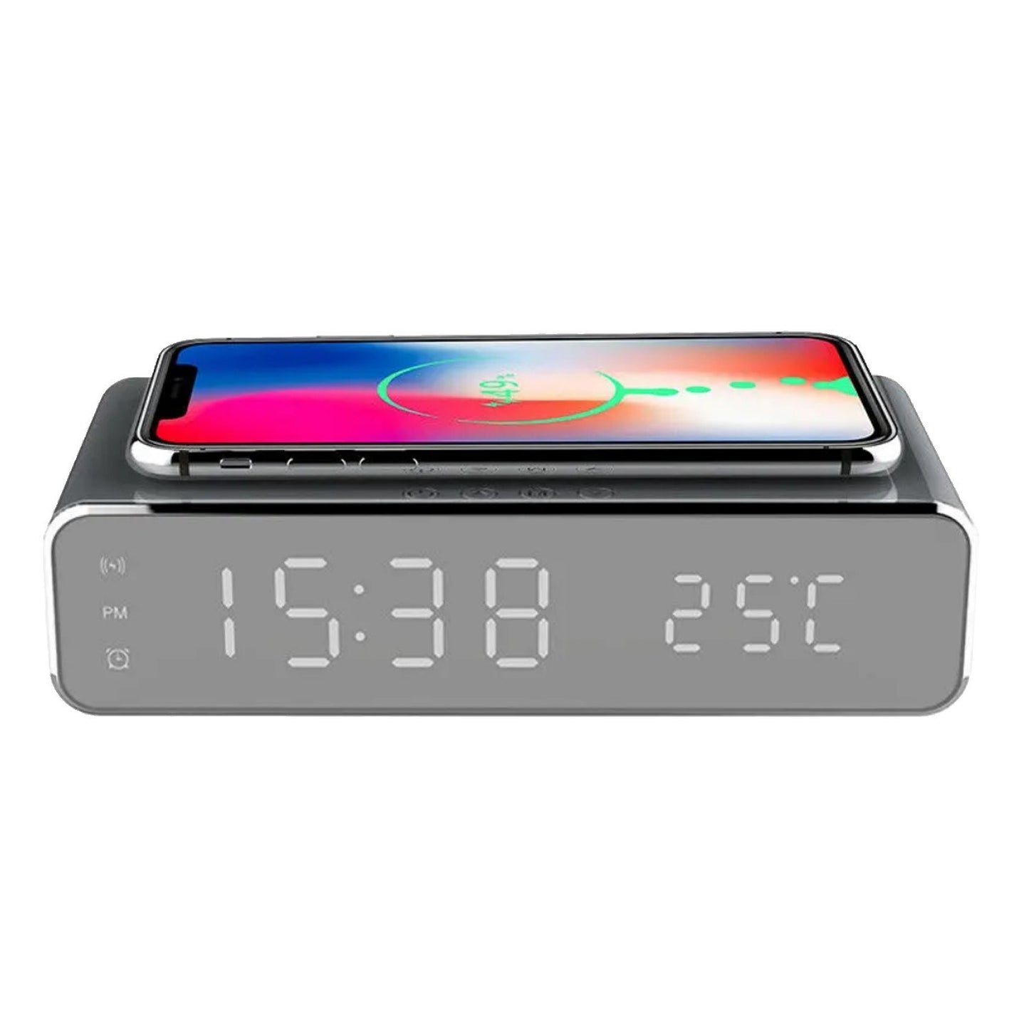 Multifunctional LED Alarm Clock: Wireless Charger, Temperature Display, Calendar for Home/Office/Dorm