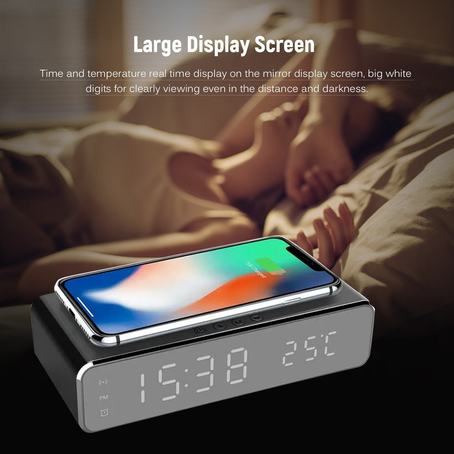 Multifunctional LED Alarm Clock: Wireless Charger, Temperature Display, Calendar for Home/Office/Dorm