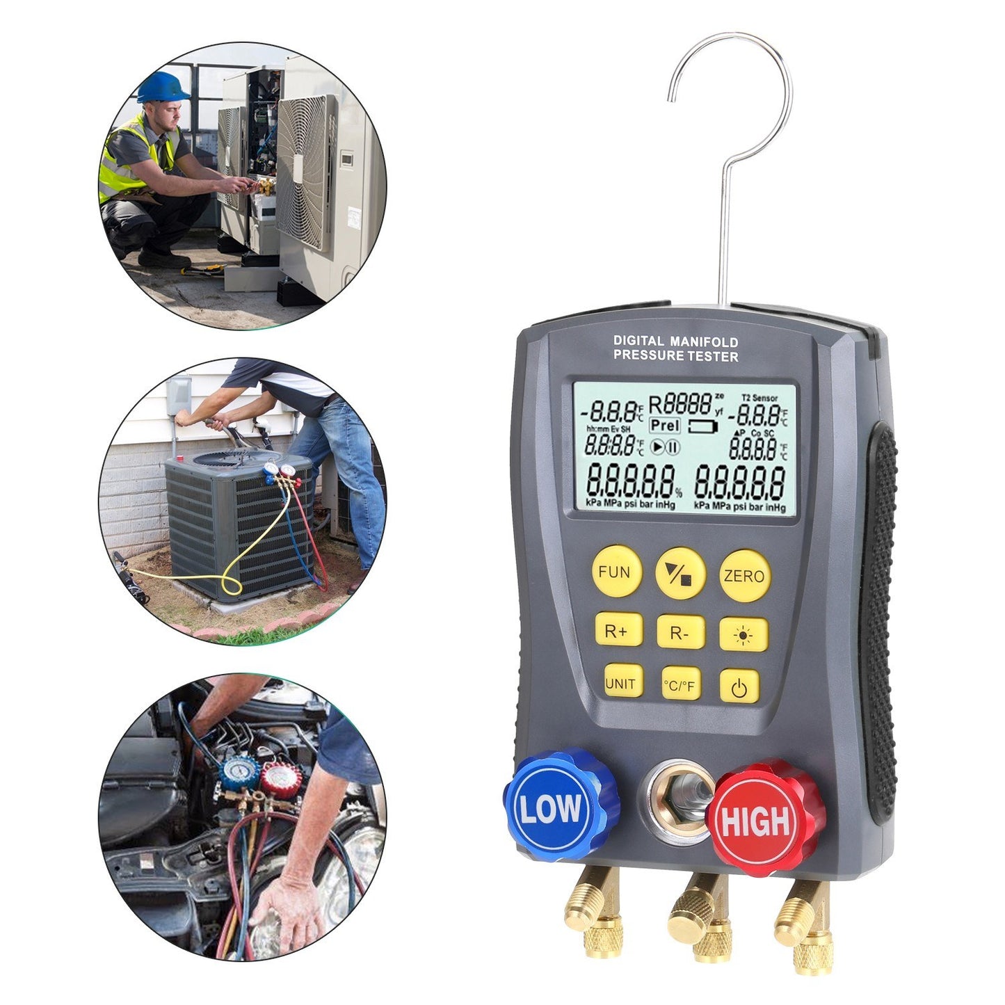 Digital HVAC Vacuum Pressure Gauge and Manifold Tester