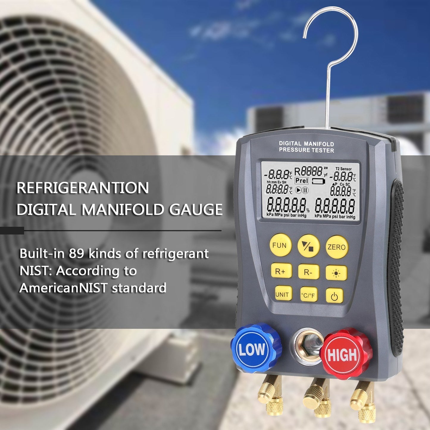 Digital HVAC Vacuum Pressure Gauge and Manifold Tester