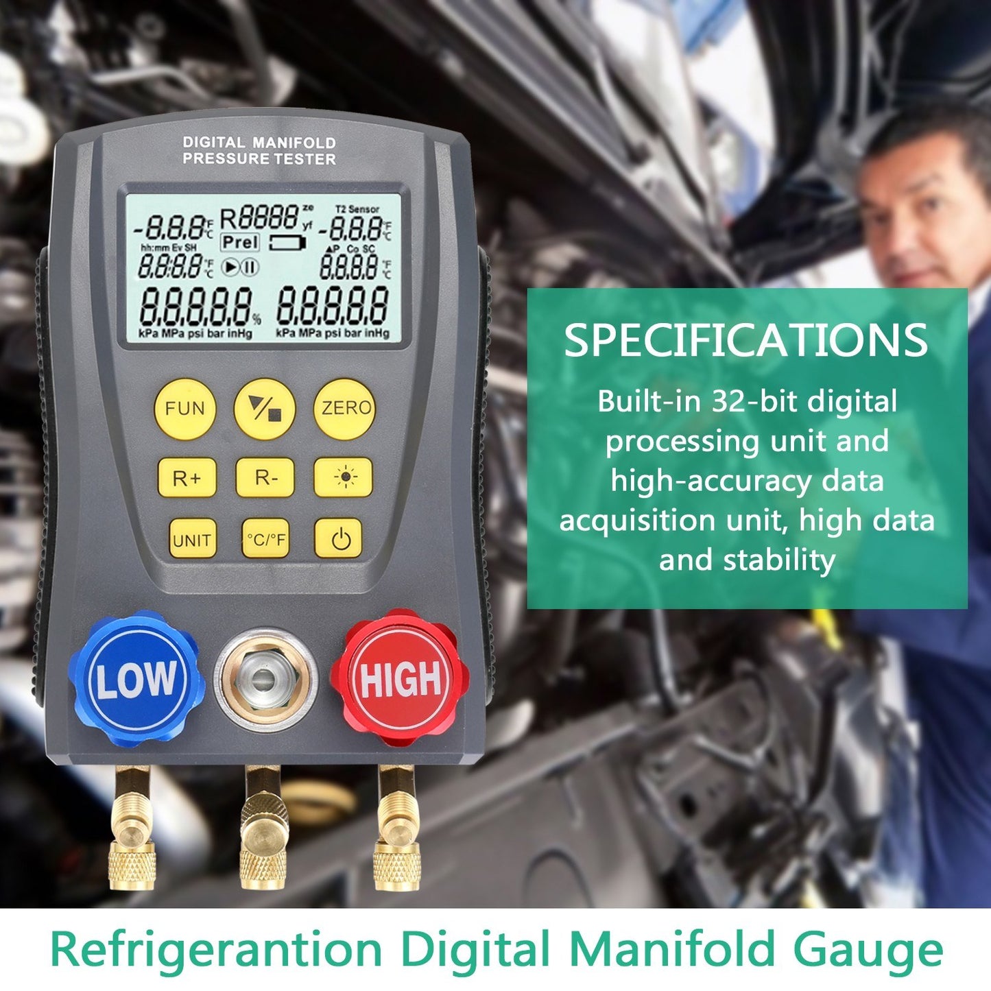 Digital HVAC Vacuum Pressure Gauge and Manifold Tester