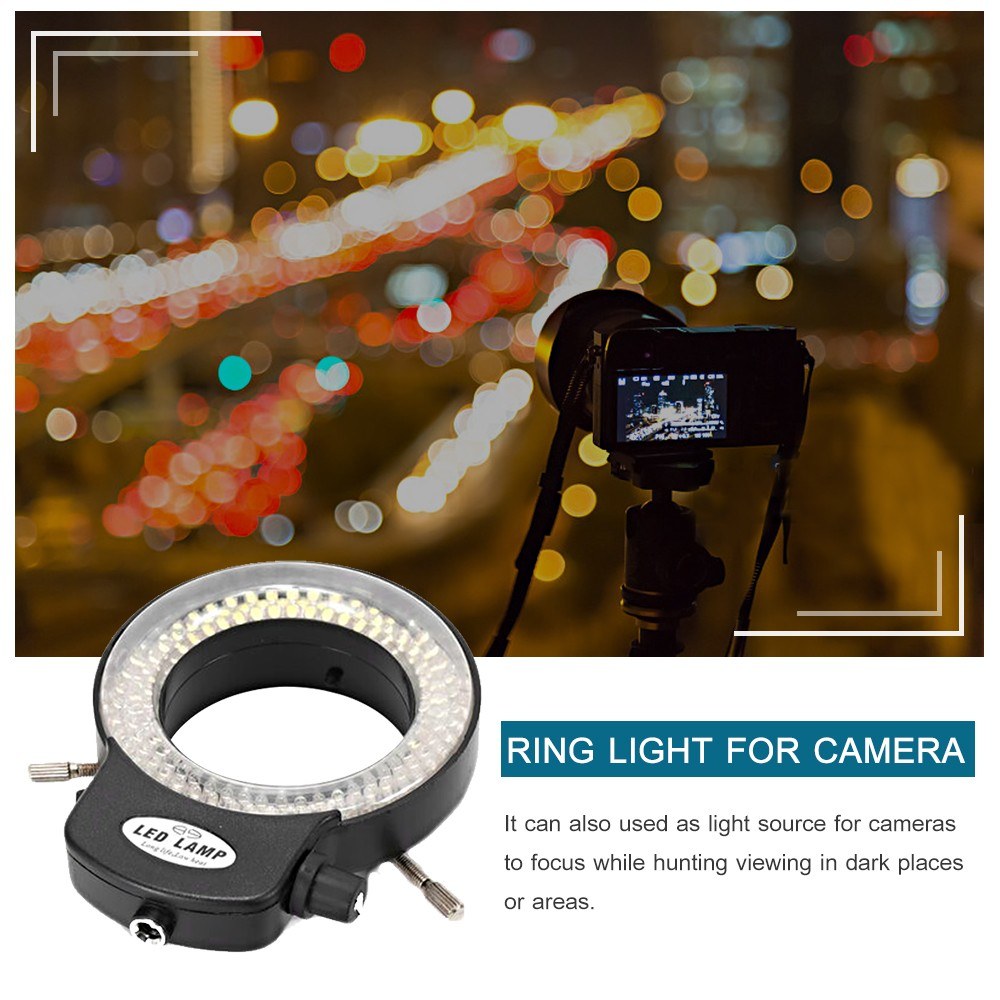 Adjustable 144 LED Ring Light with Dimmer for Stereo Microscopes and Cameras