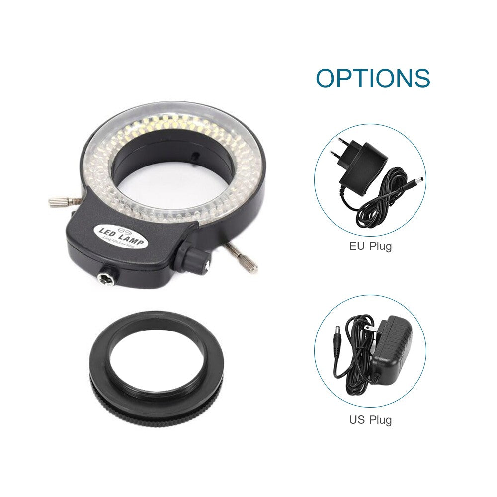 Adjustable 144 LED Ring Light with Dimmer for Stereo Microscopes and Cameras