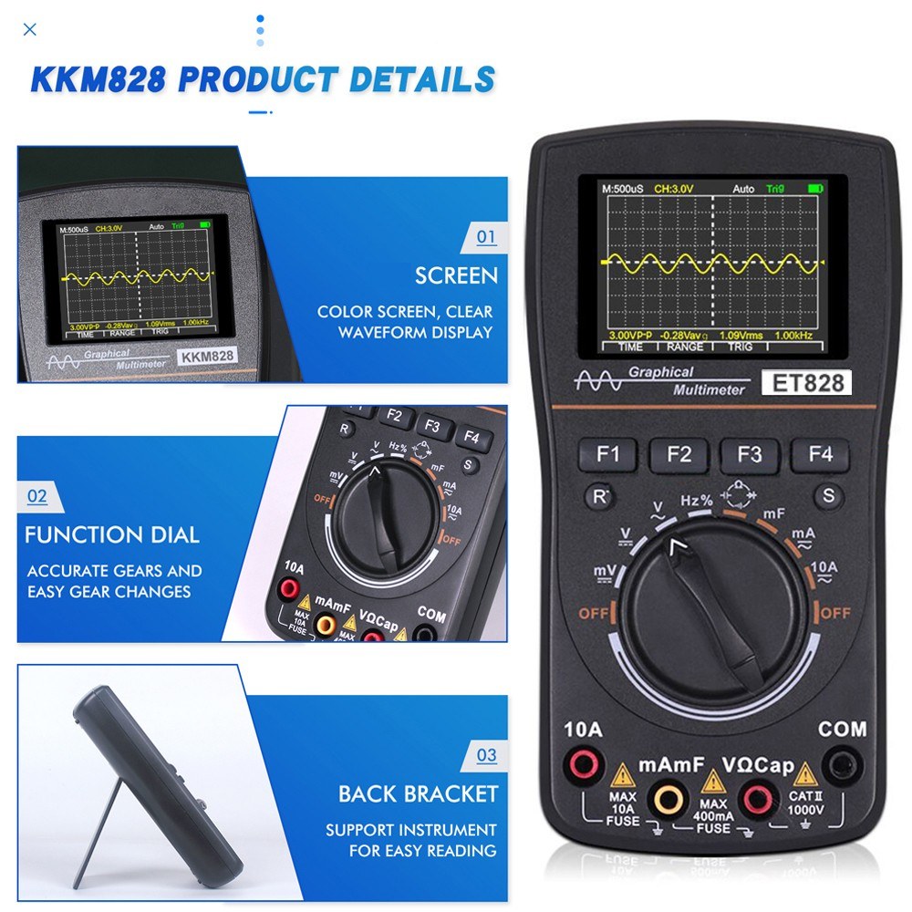 KKmoon 828 2-in-1 High Definition Smart Digital Oscilloscope Multimeter