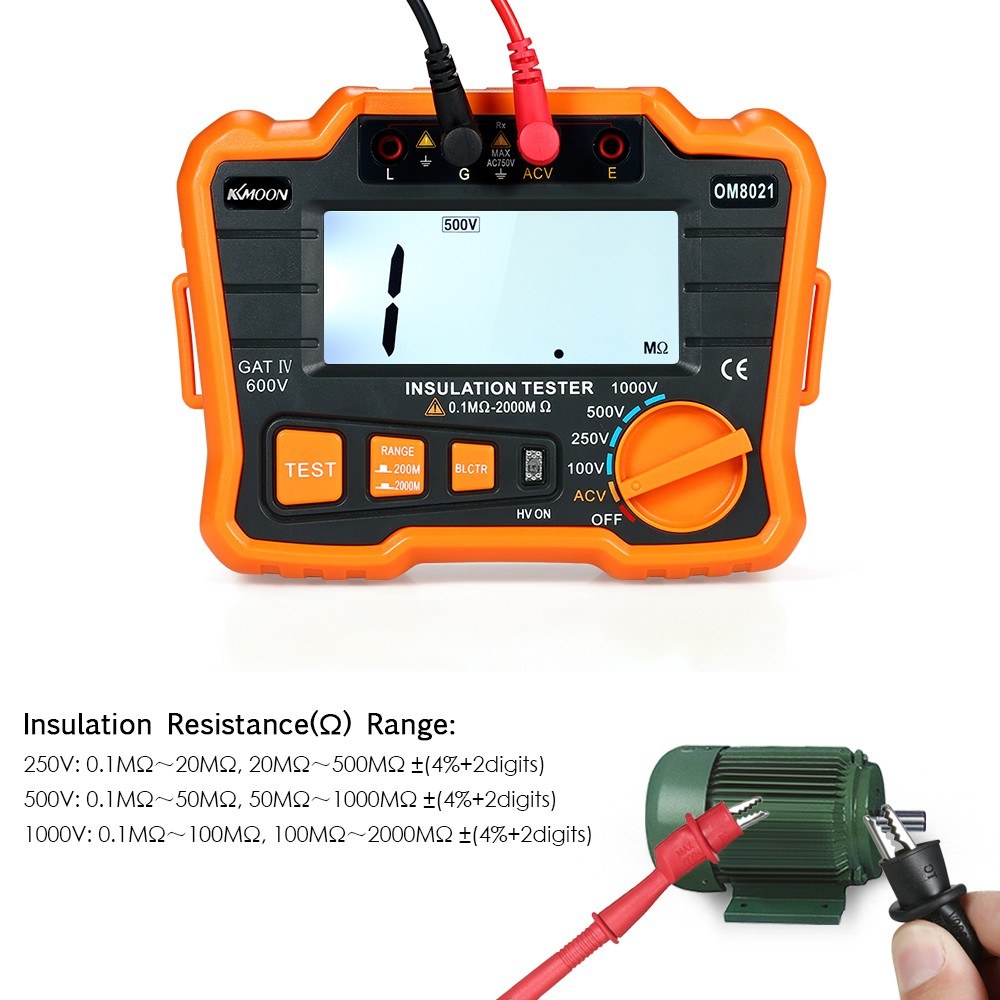KKmoon 1000V Insulation Resistance Tester Megohmmeter with LCD Backlight Display