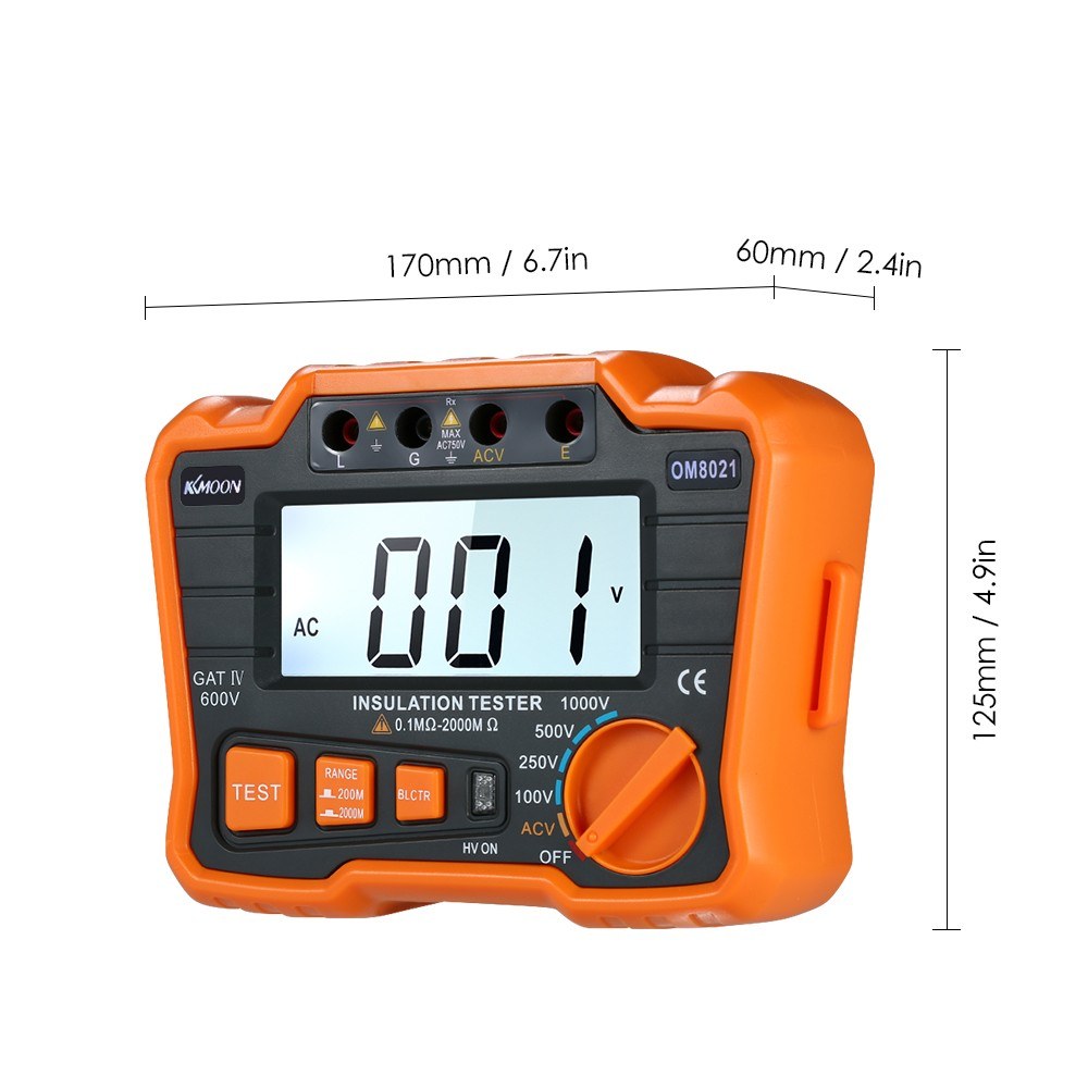KKmoon 1000V Insulation Resistance Tester Megohmmeter with LCD Backlight Display