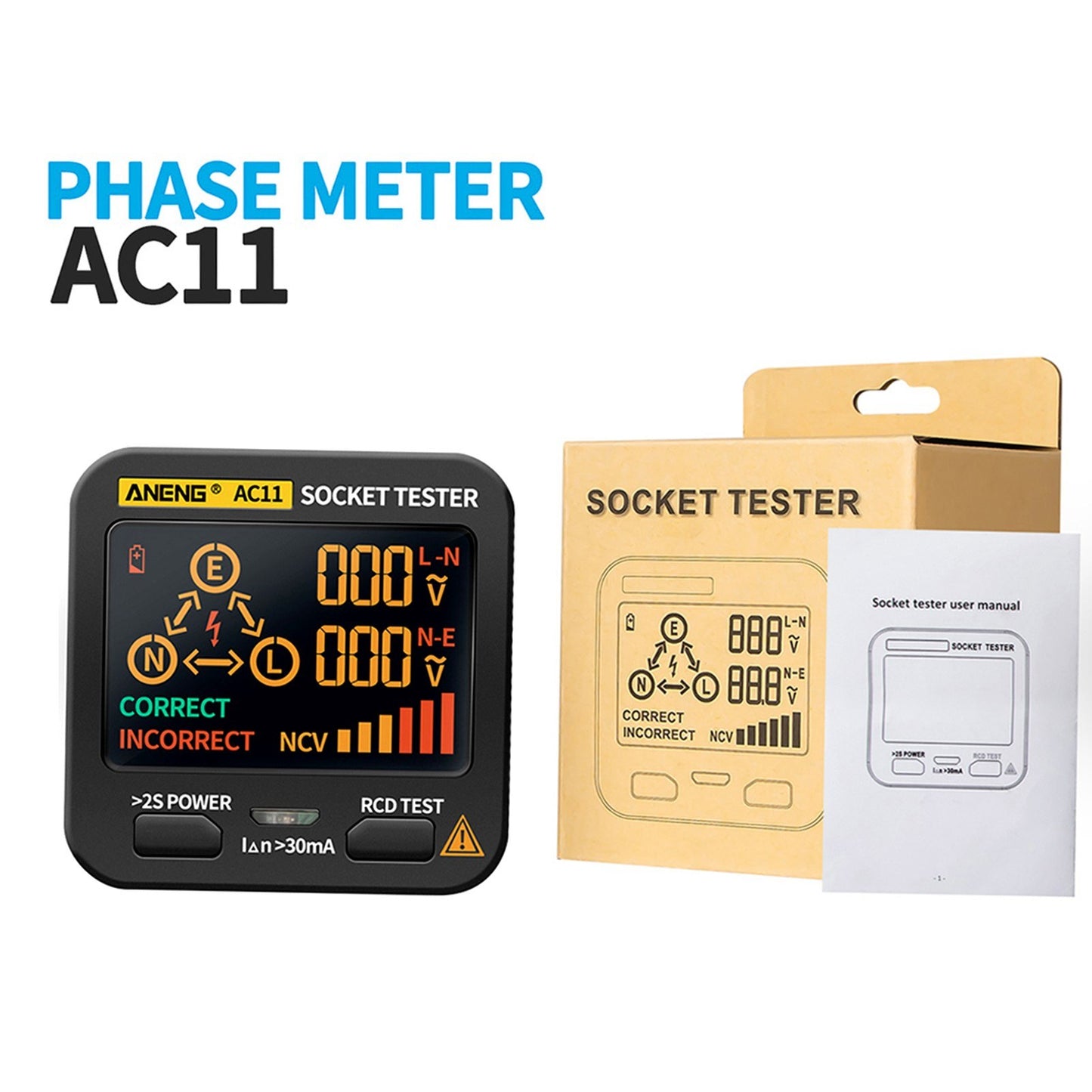 ANENG AC11 LCD Socket Tester & Electric Leakage Detector