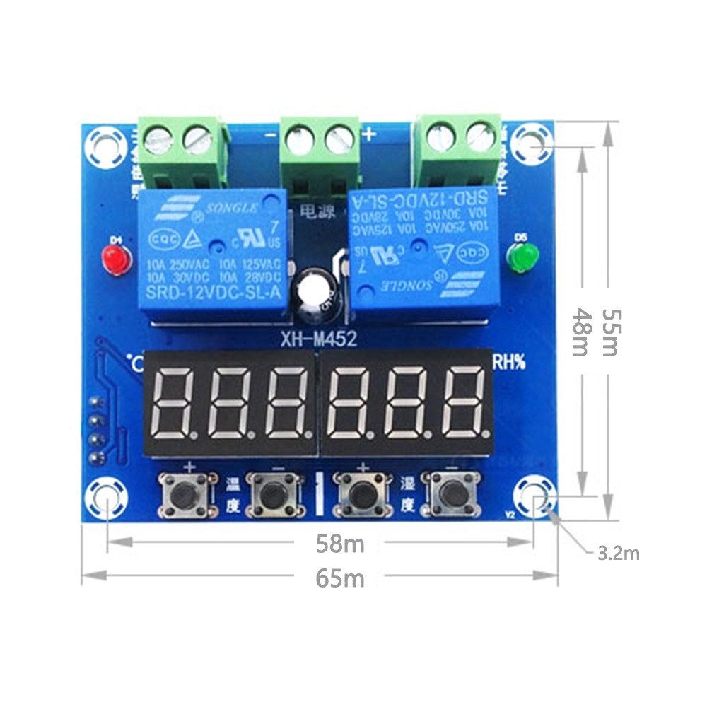 ZFX-M452 Digital Humidity & Temperature Controller - Automatic Thermostat & Humidistat Module