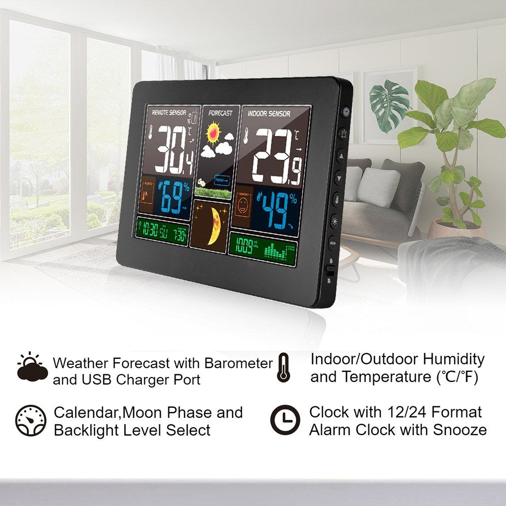 3-in-1 Wireless Weather Station: Indoor Outdoor Thermometer, Hygrometer & Barometer