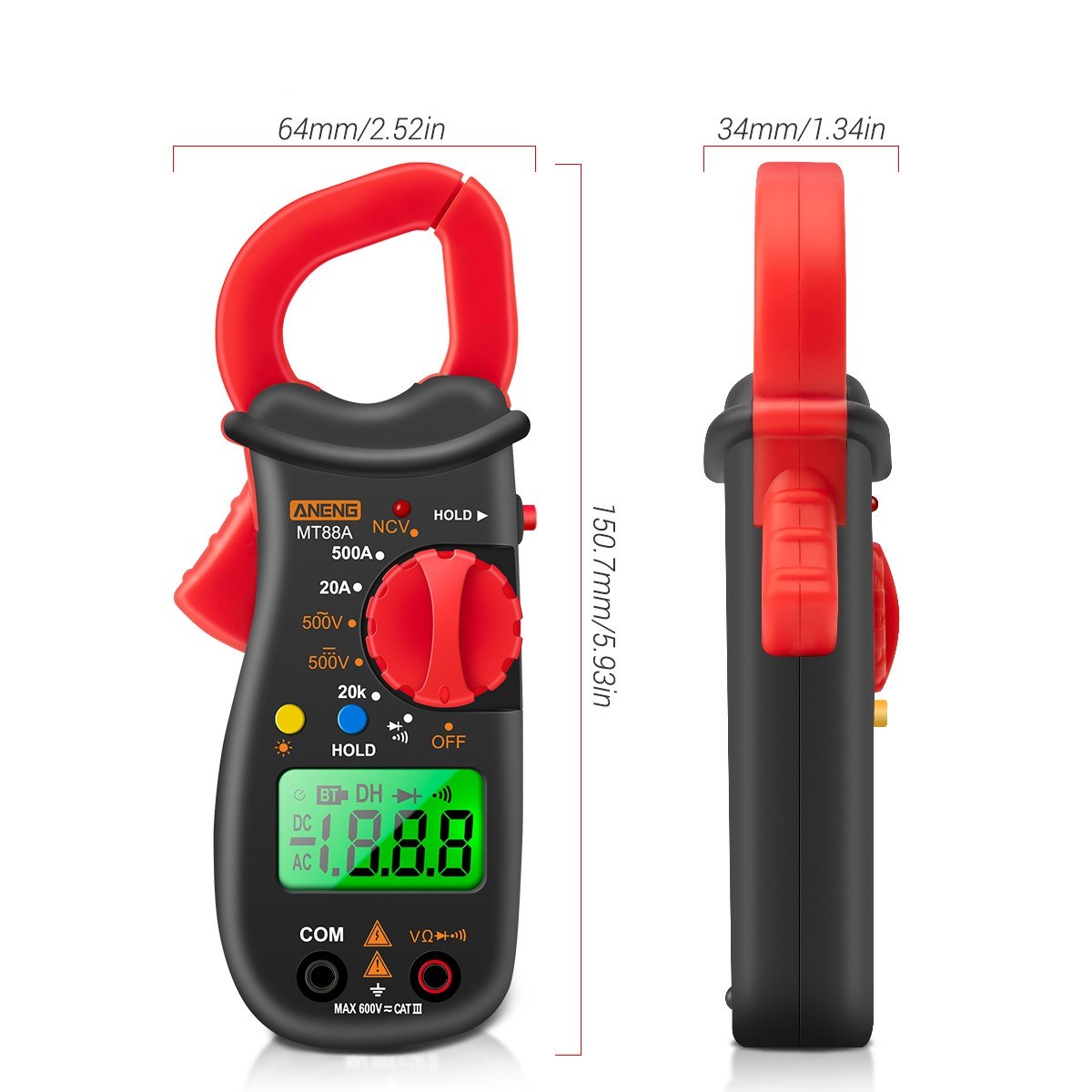 ANENG MT88A Digital Clamp Meter Multimeter LCD Universal Tester
