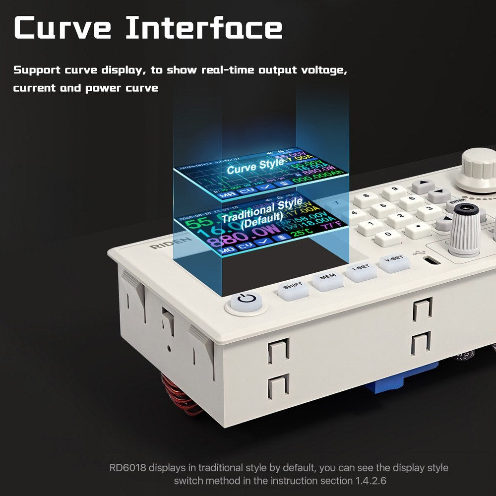 RD6018 18A DC Power Module: CV/CC, Keypad & PC Control, WiFi/App Support, Firmware Updatable