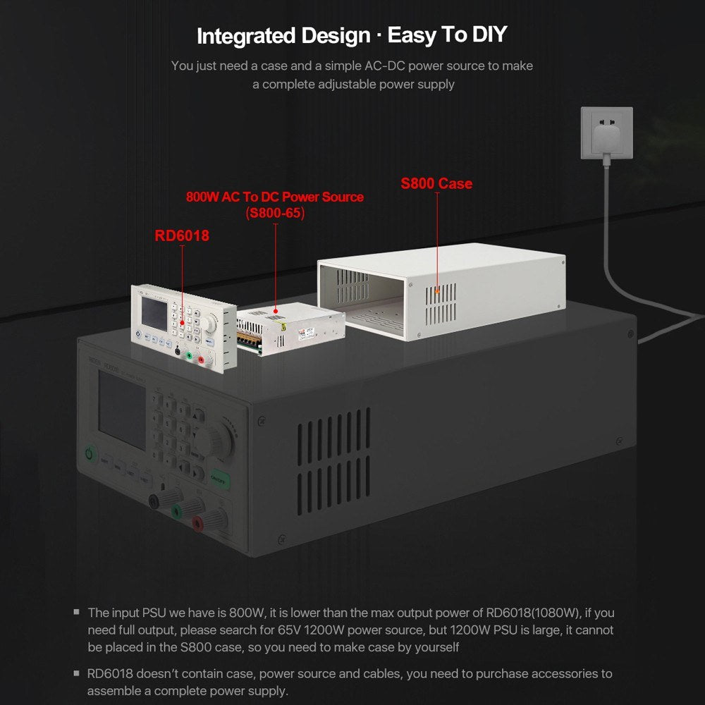 RD6018 18A DC Power Module: CV/CC, Keypad & PC Control, WiFi/App Support, Firmware Updatable