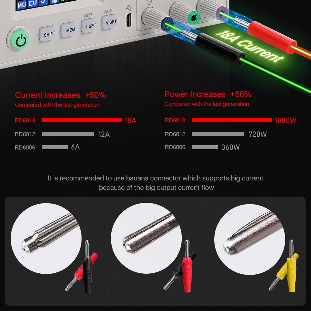 RD6018 18A DC Power Module: CV/CC, Keypad & PC Control, WiFi/App Support, Firmware Updatable