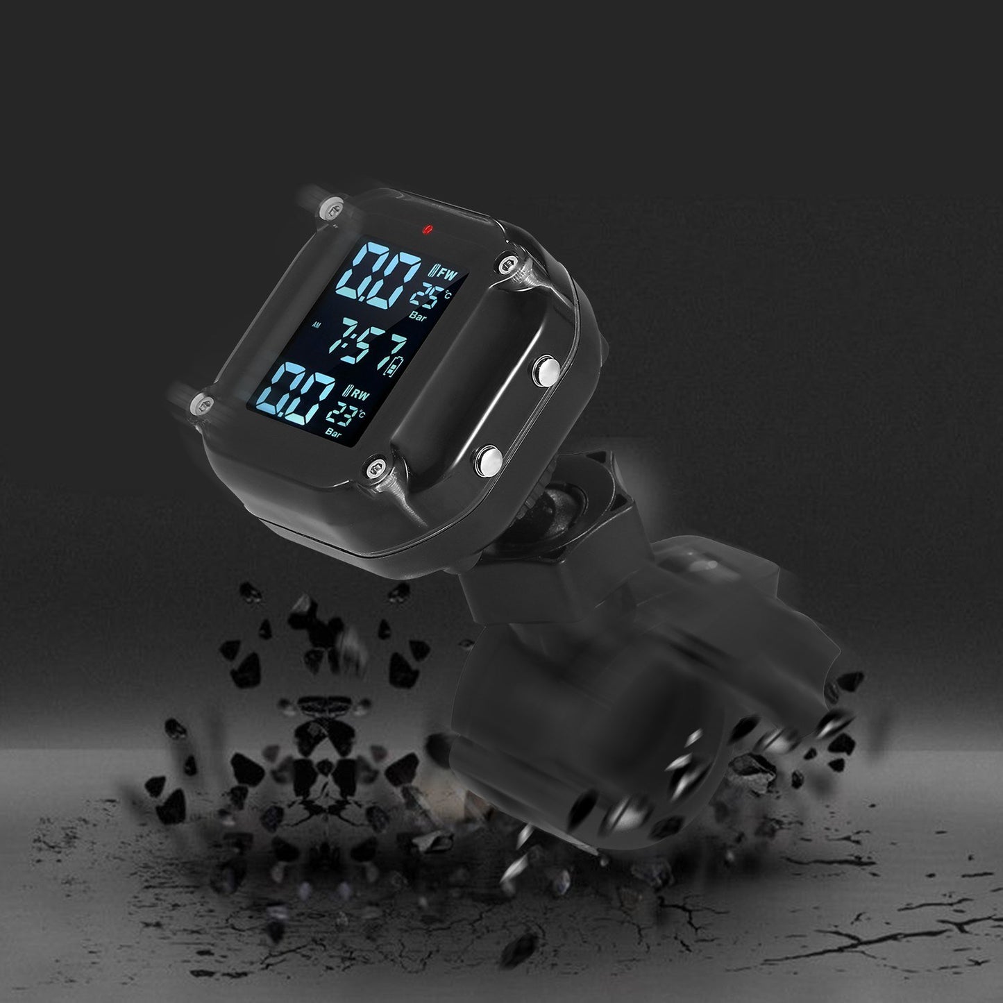 Wireless Waterproof Motorcycle TPMS with Magnetic Charging, 7 Alarm Modes, and 2 External Sensors